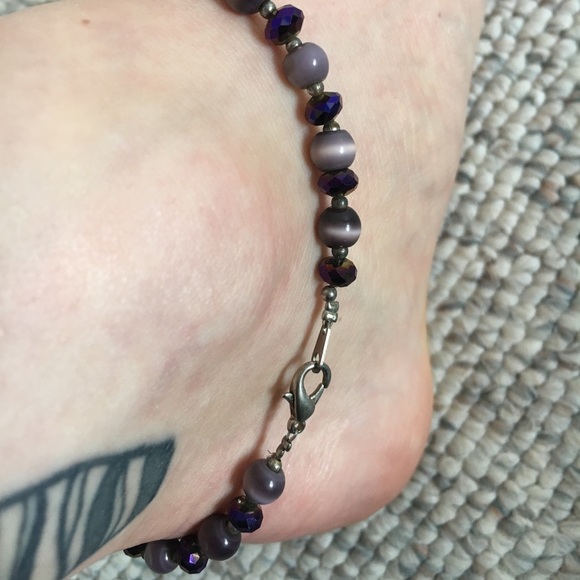 Purple Beaded Anklet - Picture 3 of 3
